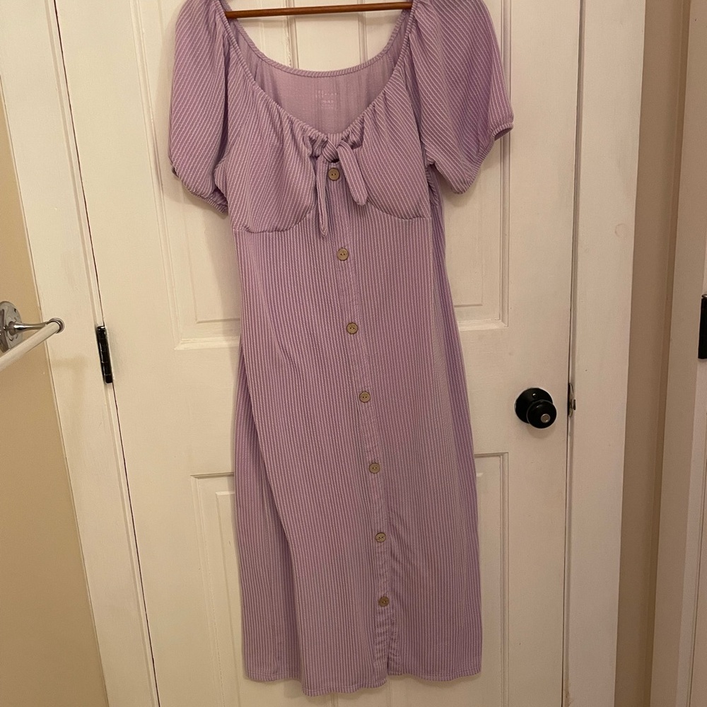 No Boundaries Lilac Button-Front Midi Dress